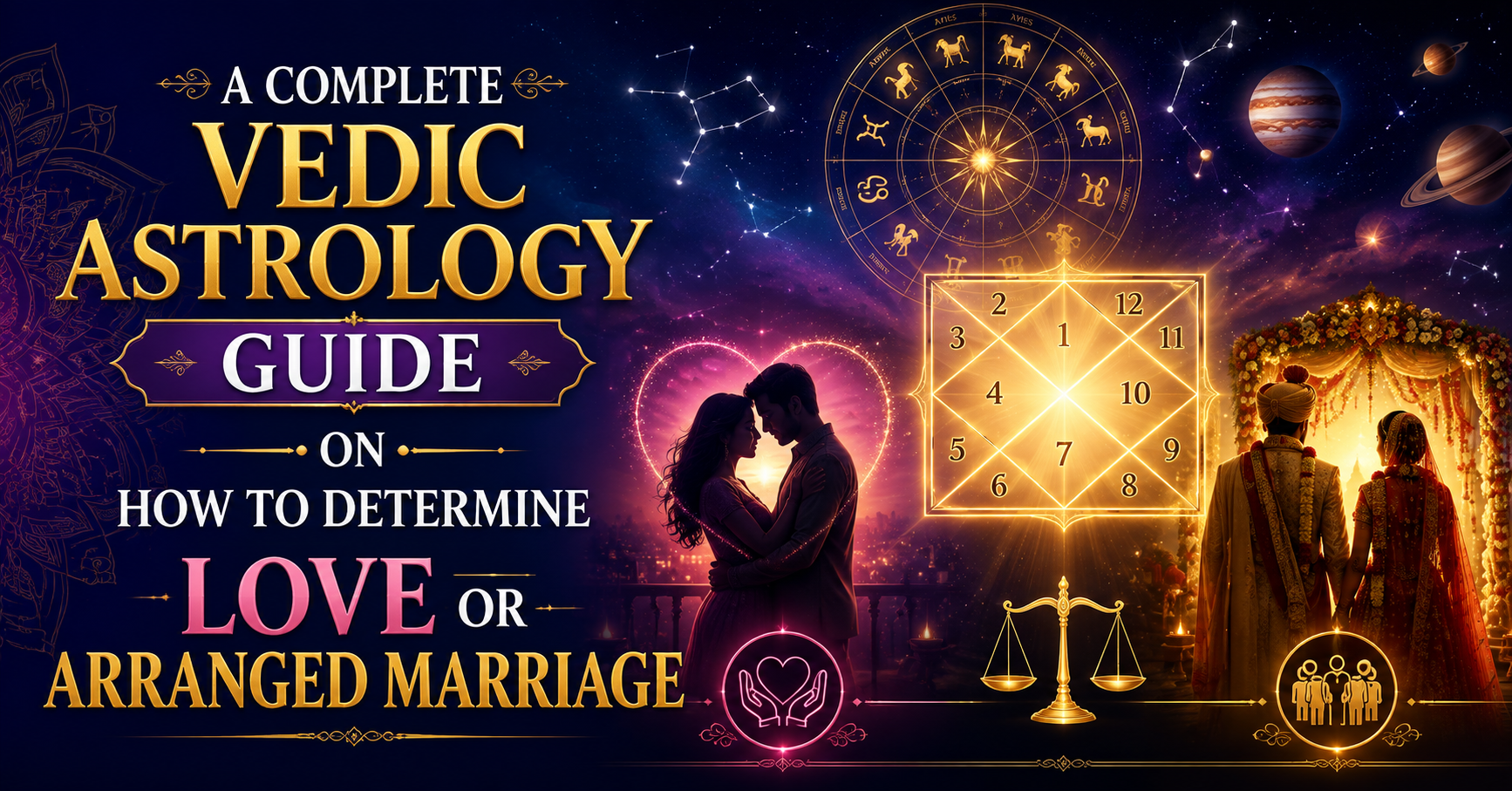 A complete Vedic Astrology Guide on how to determine love or arranged marriage